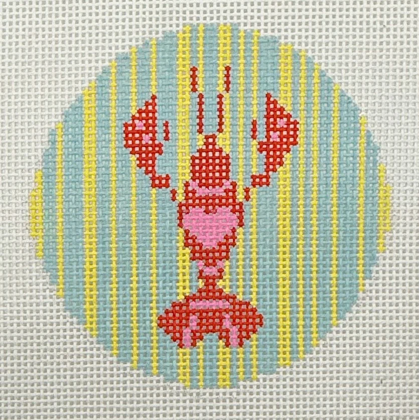 Lobster Ornament - BW424EW Design Size 4" Round on 13 Mesh Emma Walls