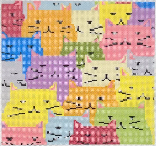Cats & More Cats - BW217OKS 1414 Design Size 7" Square on 18 Mesh OKS Designs