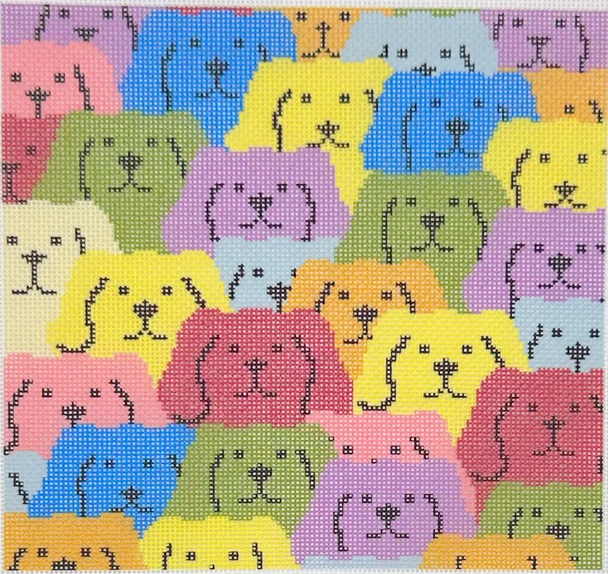 Dogs & More Dogs - BW224OKS Design Size 7" Square on 13 Mesh OKS Designs