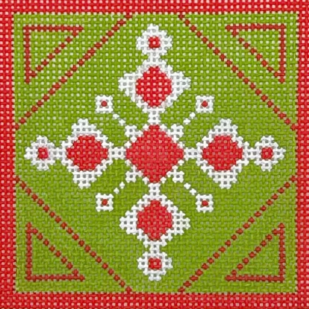 Snowflake Red - BW452OKS 4" Square on 13 Mesh OKS Designs!