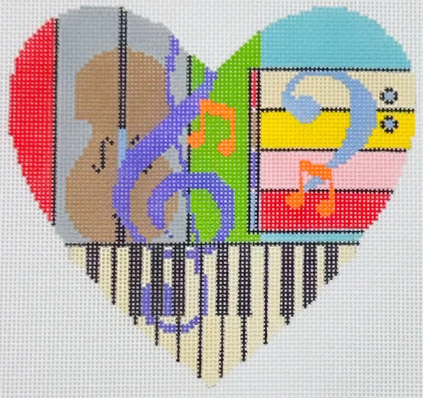 Musical Heart Cello Canvas - BS2342OKS Size 5 1/2" x 5" on 18 Mesh OKS Designs!