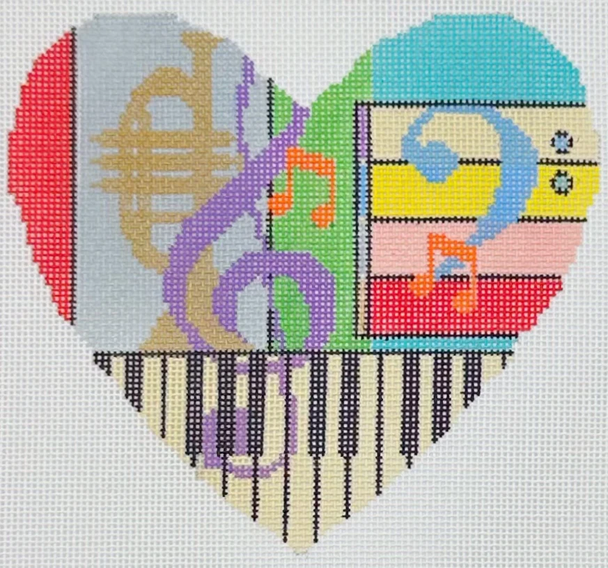 Musical Heart Trumpet Canvas - BW2340OKS Size 5 1/2" x 5" on 18 Mesh OKS Designs!