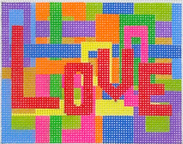 OKS 57 - Love Design Size 3 1/4" x 2 3/4" on 18 Mesh OKS Designs!