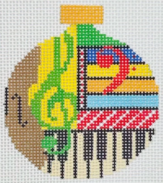 OKS03 - Musical Ornament Round Design Size 2 3/4" x 3 1/4" on 18 Mesh Designs!