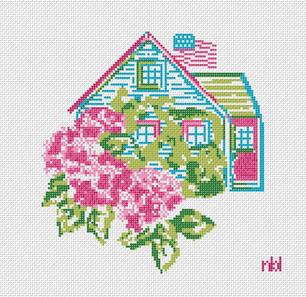 Nantucket House - BW2066NBL-13 Design Size 8 1/2" Square on 13 Mesh Needlepoint by Laura