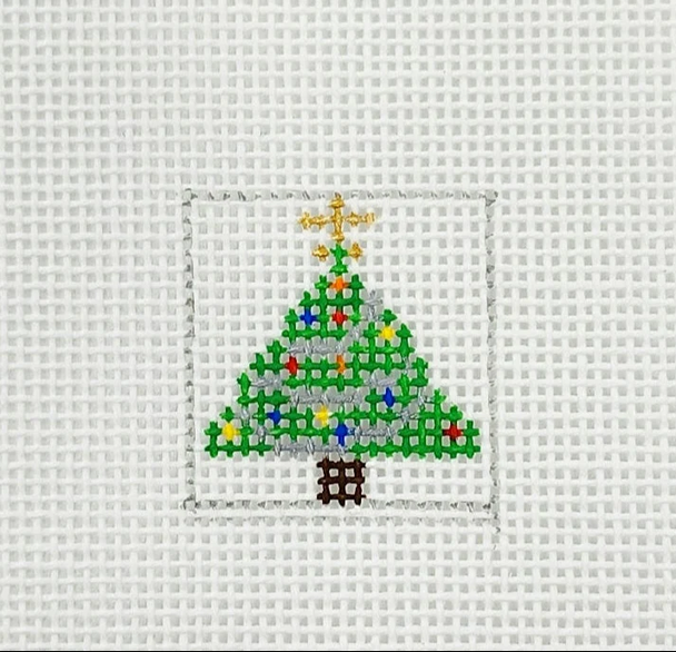 Christmas Tree 1 Inch Square - BW510 18 Mesh Blue Waters Needlepoint