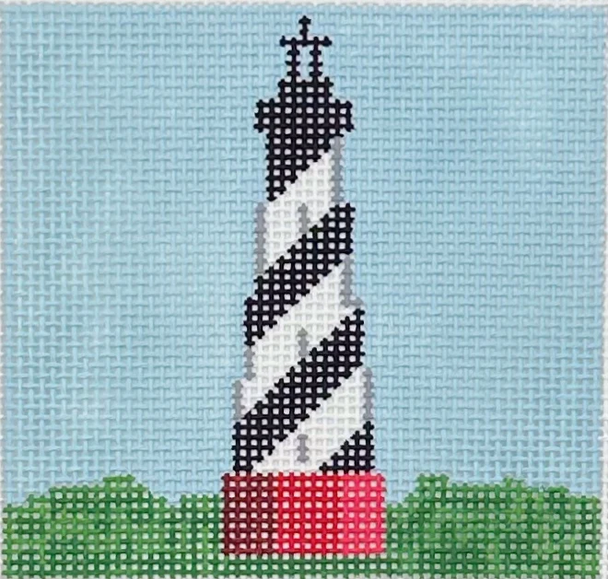 Coaster Cape Hatteras Lighthouse - BW151 Design Size 4" Square on 13 Mesh  Emma