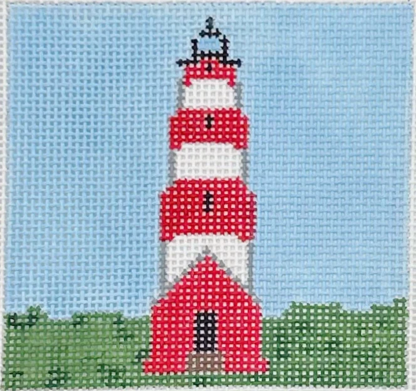 Coaster Assateague Island Lighthouse - BW148  Design Size 4" Square on 13 Mesh Blue Waters Needlepoint