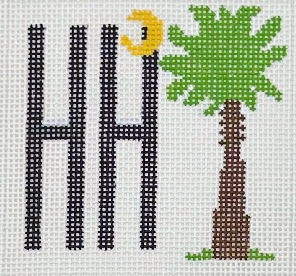 DC 12D - Hilton Head Palmetto Coaster Design Size 4" Square on 18 Mesh Blue Waters Needlepoint