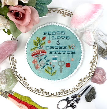 Peace Love & Cross Stitch 74w x 72h by Tiny Modernist Inc 26-2482