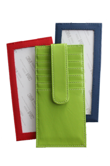 Blue Long Credit Card Case in Red PLANET EARTH SELF FINISHING