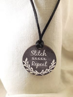 Stitch xxxxx Repeat 1" round needle minder Whimsical Edge Round Needle Minder Only, Not A Necklace