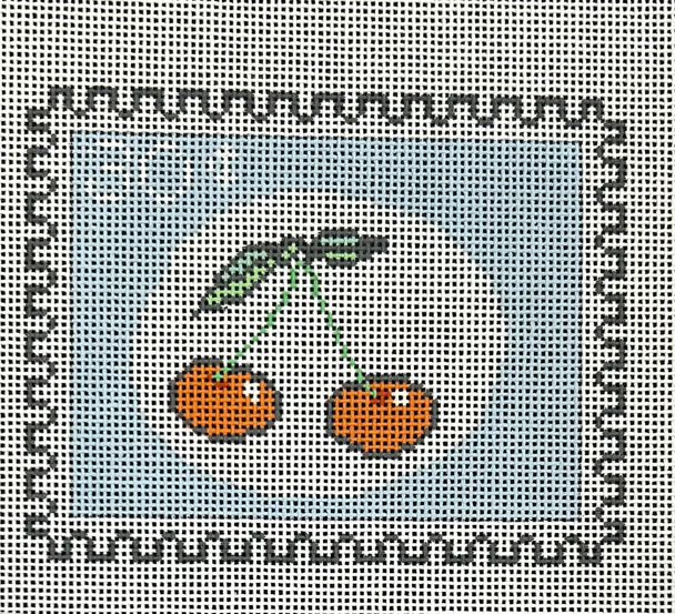 SF115 Cherries Stamp 4 1/2 x 3 1/2 18 Mesh Sara Fitz The Collection Designs