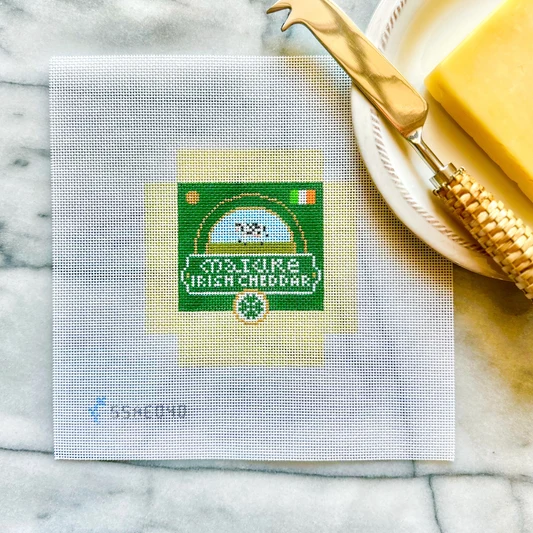 3D Wedge of Irish Cheddar Cheese SSAE040: 4.25" x 4.25" flat on 18 count Alli Eagan Designs