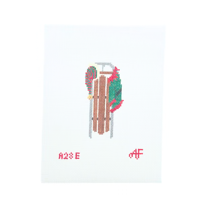 Sled Elf AF28E: 4.25" x 2" on 14 Mesh Anne Fisher Needlepoint, llc