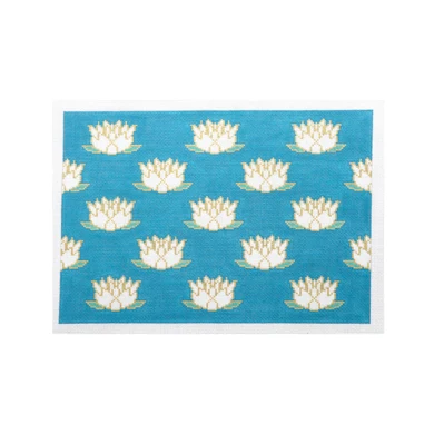 Lotus Clutch AFBS03: Teal  7 x 10 18 Mesh Anne Fisher Needlepoint, llc