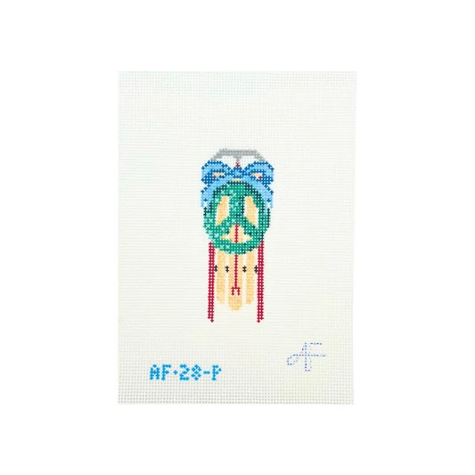 Sled Peace AF28Peace: 4.25" x 2" 14 Mesh Anne Fisher Needlepoint, llc