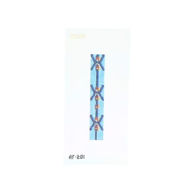 Saddle Keychain AF201: Blue: 1.5" x 8" 13 Mesh Needlepoint Canvas 14 Mesh Anne Fisher Needlepoint, llc