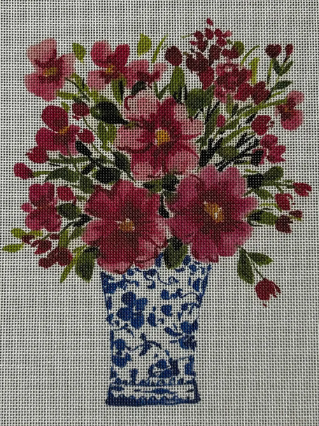 ECT1126A Chinoisieri with Pink Flowers 8x8 18 Mesh Ellen Crimi-Trent