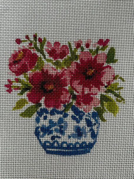 ECT220A Chinoisierie Pink Flowers 4x4 18 Mesh Ellen Crimi-Trent