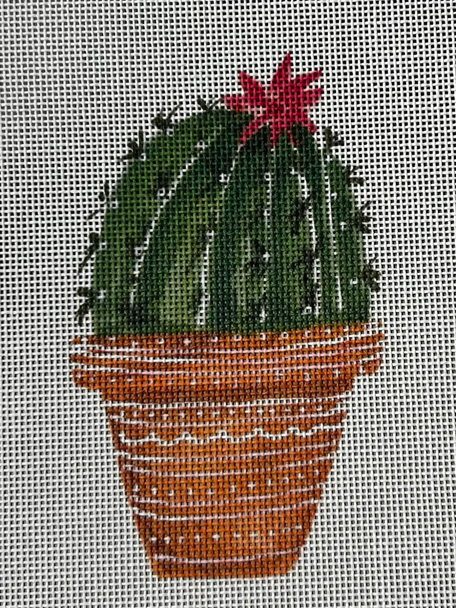 ECT479C Cactus w/flower 5 x 5 18 Mesh Ellen Crimi-Trent