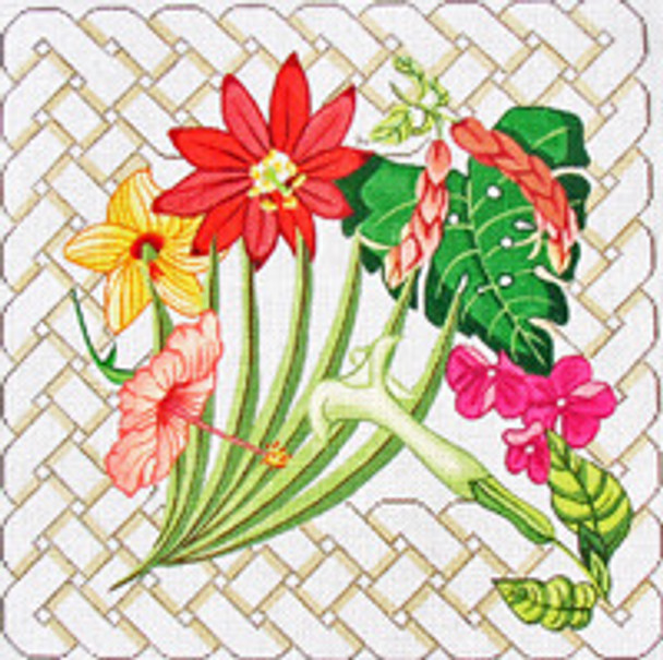P201 Floral Lattice Border 15.5 x 15.5,13 Mesh Trubey Designs