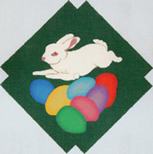 WC09 Easter Bunny & Eggs 10 x 10, 18 Count Designed For Use As A Wall Clock Trubey Designs