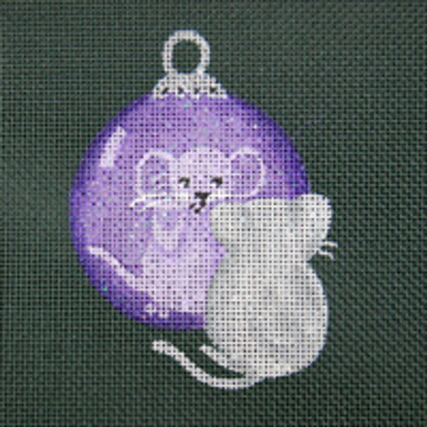 ED-973C Dede's Needleworks Reflections in Shimmering Globe  Mouse 3½ x 3½, 18g onForest Green Canvas