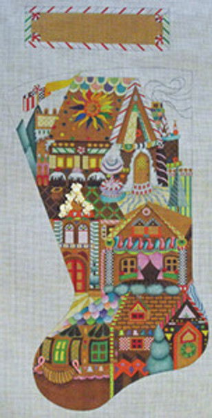 ED-18030 Gingerbread Village Stocking 18g 15" x 24" DeDe's Needleworks
