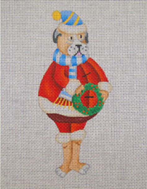 ED-18036C Dede's Needleworks A Santa Pup w/ Wreath 4 x 5, 18g