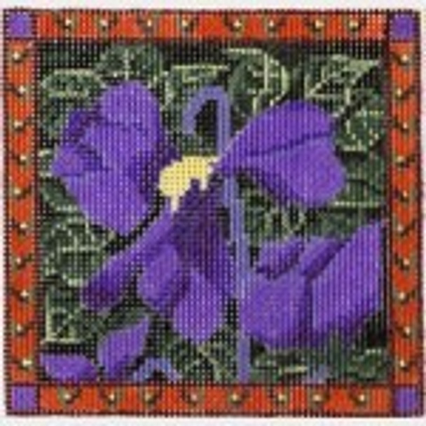 Wg11674 Violet study in black 4-4 X 4   18 ct Whimsy And Grace COASTERs