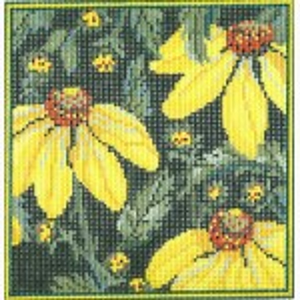 Wg12028E Yellow Echinacea 7 X 7 13 ct EYEGLASS CASE / Small Pillow / Cell Phone Case Whimsy And Grace