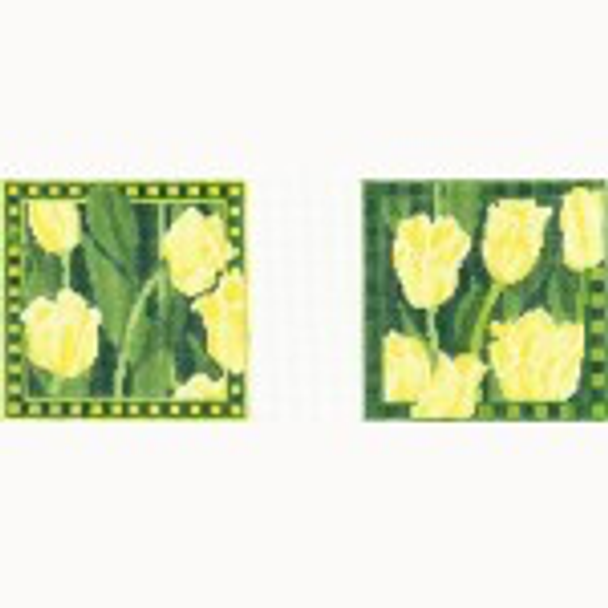 Wg12007C Yellow Tulip 4-4 X 4   18 ct Whimsy And Grace COASTERs