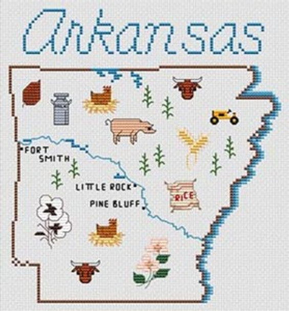 Arkansas Map by Sue Hillis Designs 7427 