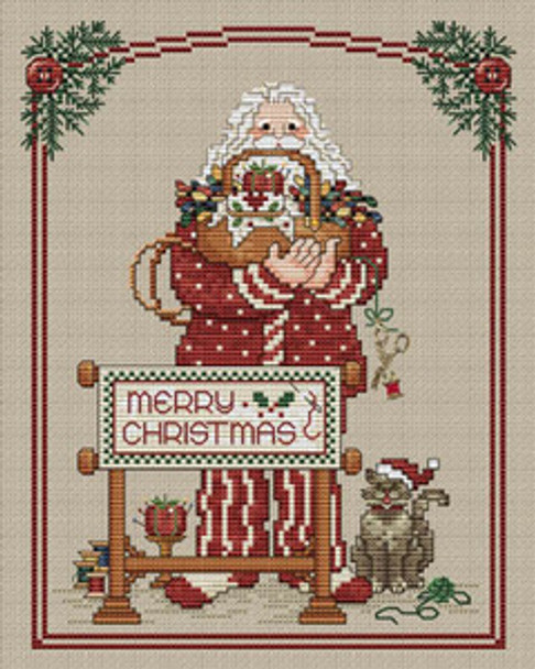 Stitching Santa 96 wide x 122 high Sue Hillis Designs 07-2761