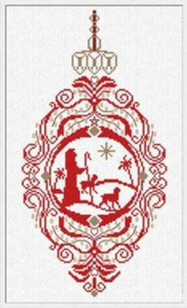 AAN202 Shepherd Ornament 90w x 178h Alessandra Adelaide Needleworks Counted Cross Stitch Pattern