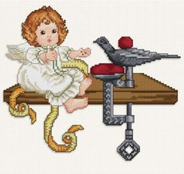 EMA001 Ellen Maurer-Stroh Stitching Angel Feeding Sewing Bird