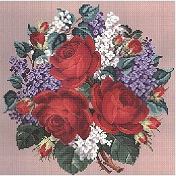 EMS087 Ellen Maurer-Stroh Roses & Lilacs Bouquet