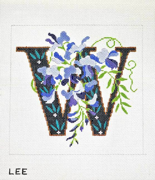 AO1053 Lee's Needle Arts Letter W-Wisteria - 7"x7" - 16 Mesh