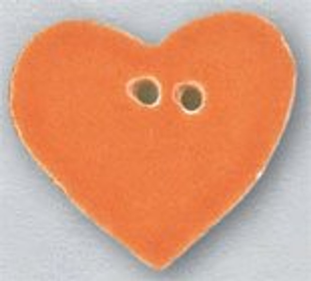 86415 Mill Hill Button Large Tangerine Heart; 7/8" x 3/4"