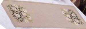 77024448 Eva Rosenstand Embroidery Kit Tablerunner with Daisies 14" x 39"; Linen; 26ct