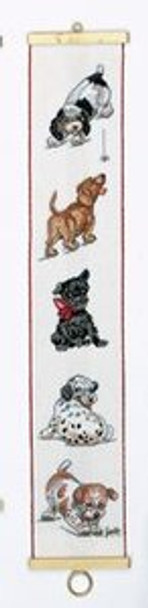 7713241 Eva Rosenstand Kit Dogs Bellpull 5" x 26"; Linen; 26ct