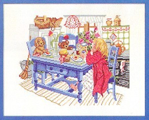 7714101 Eva Rosenstand Kit Girl at Table 12" x 16"; Linen; 26ct