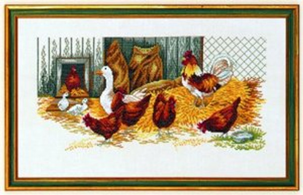 7714108 Eva Rosenstand Kit Fowls & Goose 12" x 20"; Linen; 26ct