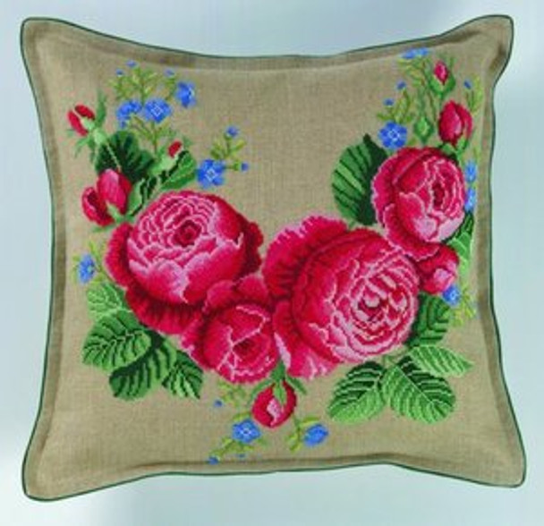 7742412 Eva Rosenstand Kit Roses Pillow 16" x 20"; Linen; 19ct