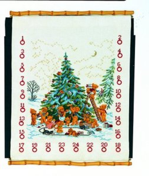 7715258 Eva Rosenstand Kit Advent Calendar Bears 16" x 20"; Linen; 26ct