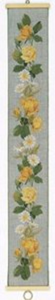 77093613 Eva Rosenstand Kit Yellow Roses Bellpull 6" x 42"; Linen; 25ct