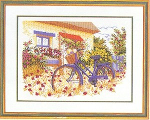 7714153 Eva Rosenstand Kit Bicycle In The Garden 20" x 16"; Linen; 25ct