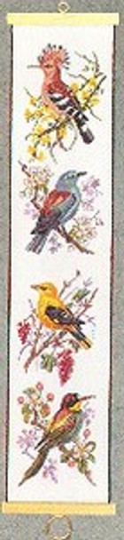 7713020 Eva Rosenstand Kit Birds Bellpull 5-1/2" x 26"; Linen; 30ct