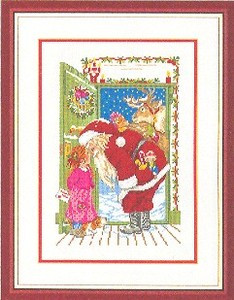 7714100 Eva Rosenstand Kit Santa's At The Door 12" x 16"; Linen; 25ct